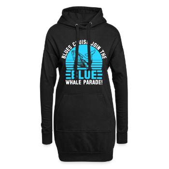 Blues-Kreuzfahrt nehmen Sie an der Blue Whale Parade teil - Hoodie-Kleid - Schwarz - Vorne