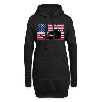 Drapeau américain USA Airboat Fanboat Airboating - Sweat-shirt à capuche long Femme - noir - Devant