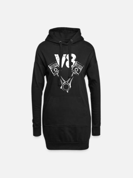 v8 motor Symbol Kolben Illustration Autos Grafik - Hoodie-Kleid - Schwarz
