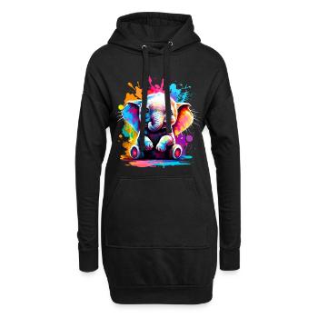 Elefant Farbenfroh - Baby Elefant Farbenfreudig - Hoodie-Kleid - Schwarz - Vorne