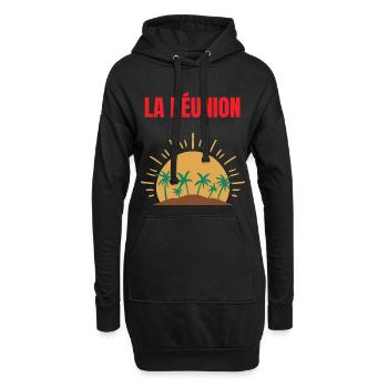 La Réunion T-Shirt Sonne und Palmen - Hoodie-Kleid - Schwarz - Vorne