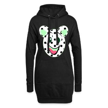 Tête d’ours rieur à pois - Sweat-shirt à capuche long Femme - noir - Devant