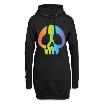 Mehrfarbiger Schädel - Hoodie-Kleid - Schwarz - Vorne