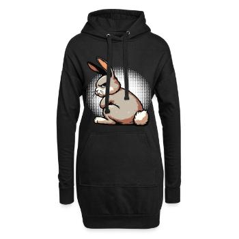 Kaninchen Hase Hasen langohr Klopfer Rammler - Hoodie-Kleid - Schwarz - Vorne