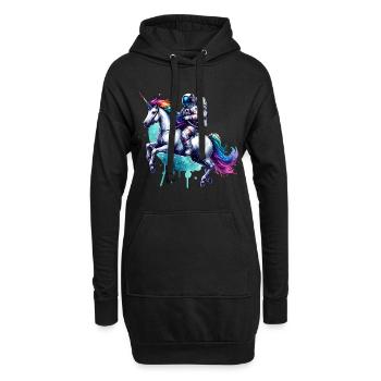 Licorne astronaute - Sweat-shirt à capuche long Femme - noir - Devant