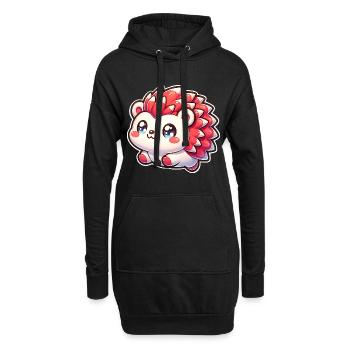 Hérisson - Sweat-shirt à capuche long Femme - noir - Devant