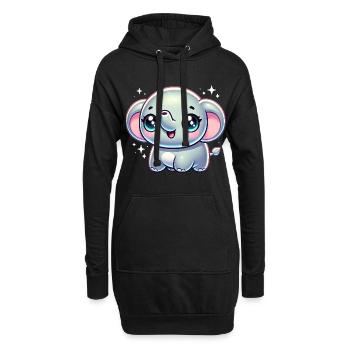 Super Cute Kawaii Baby Elefant - Hoodie-Kleid - Schwarz - Vorne