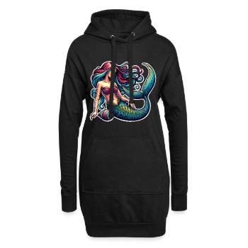 Meerjungfrau - Hoodie-Kleid - Schwarz - Vorne
