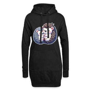 Hérisson - Sweat-shirt à capuche long Femme - noir - Devant