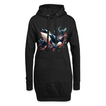 Orque Épaulard - Sweat-shirt à capuche long Femme - noir - Devant