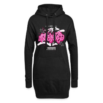 Graffiti urbain streetwear - Sweat-shirt à capuche long Femme - noir - Devant