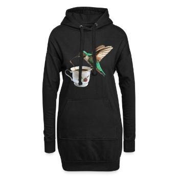 Kolibri Kaffee - Hoodie-Kleid - Schwarz - Vorne