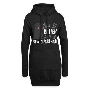 Das Leben ist besser mit einem Neufundland - Hoodie-Kleid - Schwarz - Vorne