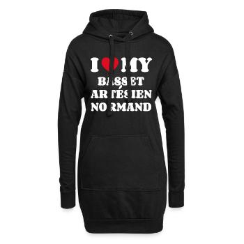 J’adore mon Basset Artésien Normand - Sweat-shirt à capuche long Femme - noir - Devant