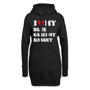 J’aime mon Basset bleu de Gascogne - Sweat-shirt à capuche long Femme - noir - Devant