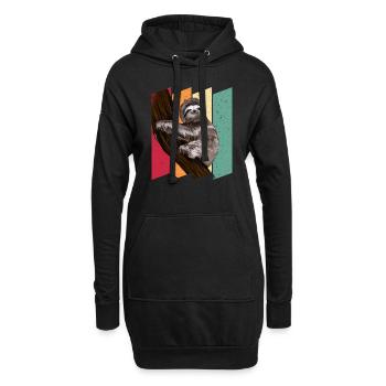 Sloth Vintage - Sweat-shirt à capuche long Femme - noir - Devant
