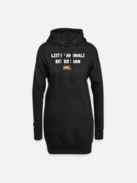 Eulen Lustige Sprüche - Hoodie-Kleid - Schwarz