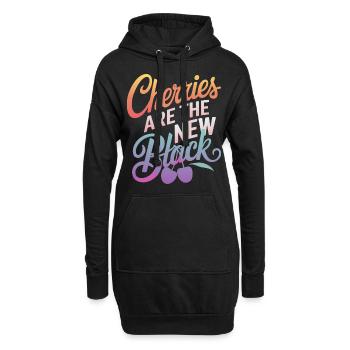 Kirsche Kirschen Früchte Essen - Hoodie-Kleid - Schwarz - Vorne
