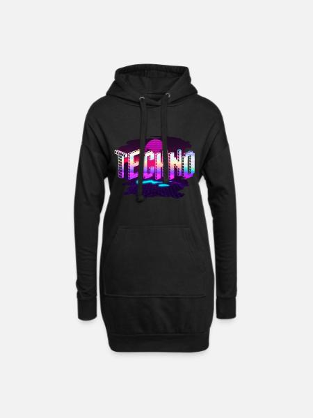 Techno - Hoodie-Kleid - Schwarz