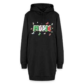 Musique « Musique » avec des motifs ludiques colorés - Sweat-shirt à capuche long Femme - noir - Devant