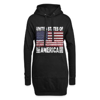 USA Flagge Amerika - Hoodie-Kleid - Schwarz - Vorne