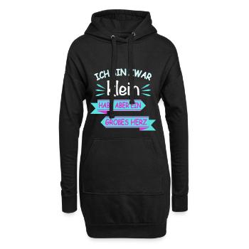 Ich bin zwar klein großes Herz Spruch - Hoodie-Kleid - Schwarz - Vorne