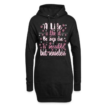 Hund Leben Liebe Hunderasse Bologneser - Hoodie-Kleid - Schwarz - Vorne