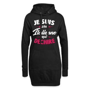Je Suis Une Italienne Qui Déchire - Sweat-shirt à capuche long Femme - noir - Devant