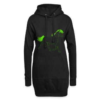 Pferd Grün - Hoodie-Kleid - Schwarz - Vorne