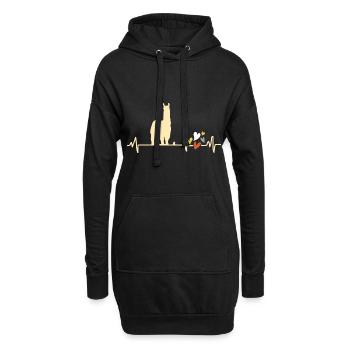 Alpaca heartbeat alpaca with heart lama - Hoodie Dress - black - Front