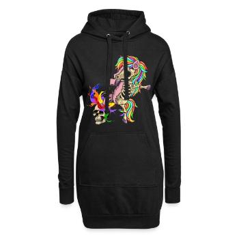 gothik crâne lgbt licorne sombre queer lgbtq squelette - Sweat-shirt à capuche long Femme - noir - Devant