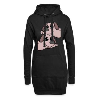 Chiens chiens - Sweat-shirt à capuche long Femme - noir - Devant