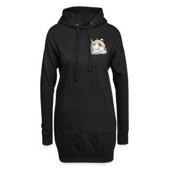 Einhorn zwei Einhörner Einhornshirt Schlafshirt - Hoodie-Kleid - Schwarz - Vorne