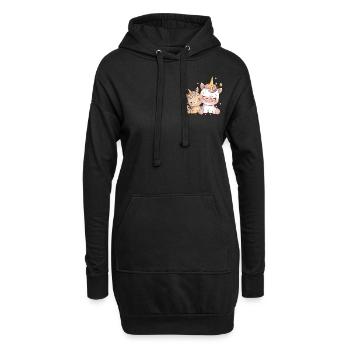 Licorne deux licornes chemise licorne pour dormir - Sweat-shirt à capuche long Femme - noir - Devant