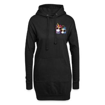 Einhorn Sommer Einhörner Festival Einhornshirt - Hoodie-Kleid - Schwarz - Vorne