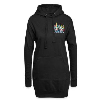 Einhorn zwei Einhörner Festival Einhornshirt Party - Hoodie-Kleid - Schwarz - Vorne