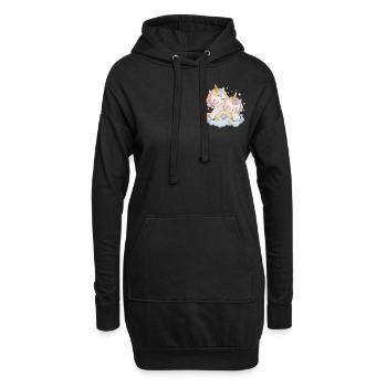 Licorne Deux Licornes Chemise Licorne Arc-en-ciel - Sweat-shirt à capuche long Femme - noir - Devant