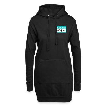 Hello, I am vegan - türkis - Hoodie-Kleid - Schwarz - Vorne