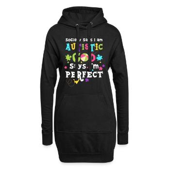 Society says i am Autistic god says i'm perfect - Sweat-shirt à capuche long Femme - noir - Devant