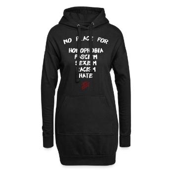 No Place For Homophobia fascism sexism racism hate - Hoodie-Kleid - Schwarz - Vorne