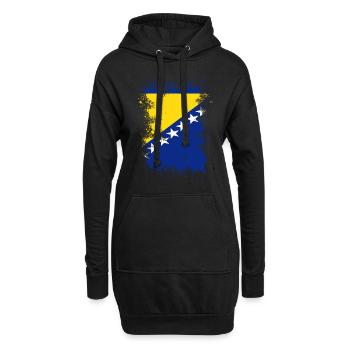 Drapeau de la Bosnie couleur art éclabousse - Sweat-shirt à capuche long Femme - noir - Devant