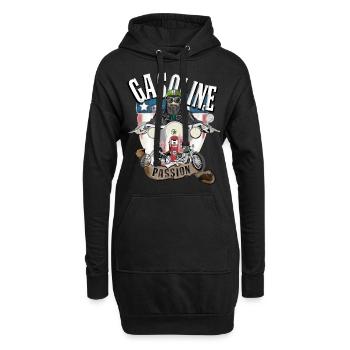 Gasoline Passion, old school, Biker, Motorrad - Hoodie-Kleid - Schwarz - Vorne