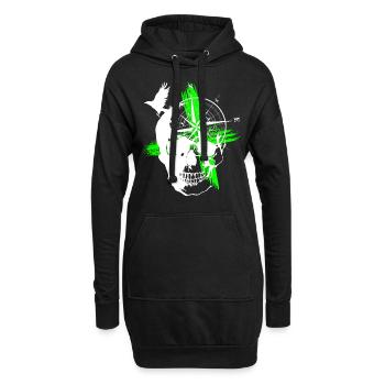 Totenkopf Trash Polka Grün - Hoodie-Kleid - Schwarz - Vorne