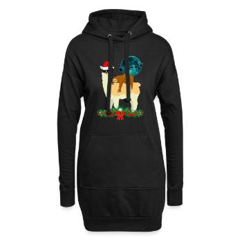 Cooles Lama Schlafendes Faultier Weihnachten Xmas - Hoodie-Kleid - Schwarz - Vorne
