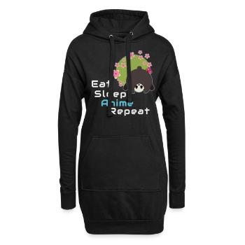 Anime Panda Lover Eat Sleep Anime Repeat - Sweat-shirt à capuche long Femme - noir - Devant