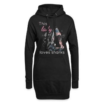 Amant De Requin Cette Dame Aime Les Requins - Sweat-shirt à capuche long Femme - noir - Devant