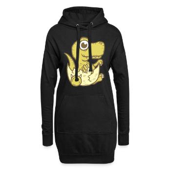 T-rex Baby - Hoodie-Kleid - Schwarz - Vorne