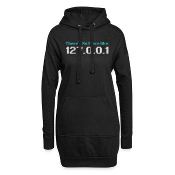 Computerprogrammierung Kein Ort wie 127.0.0.1 - Hoodie-Kleid - Schwarz - Vorne