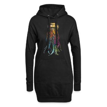 Qualle bunt - Hoodie-Kleid - Schwarz - Vorne