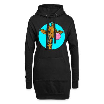 Funny girafe avec bubble-gum - Sweat-shirt à capuche long Femme - noir - Devant
